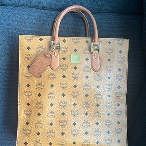 SOLD MCM Heritage Collection Tote in Tan and Black